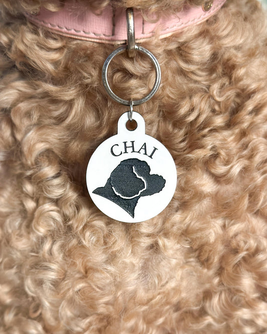 Custom Silhouette portrait Dog Tag - Personalized Dog Silhouette Dog Tag - Custom Dog Tag - Pet ID Tag