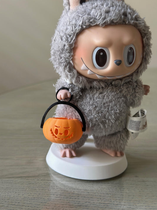Labubu Face Trick or Treat Bucket | 3D Printed Pumpkin Basket | Accessories for Labubu Doll Keychain I Halloween accessories